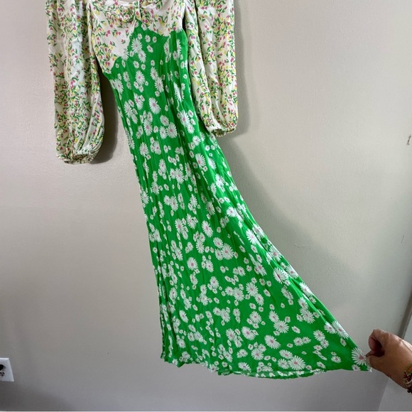 RIXO x Target Colab Green White Floral YTK Midi Dress Peasant Cottagecore Boho 0 - Picture 11 of 13